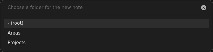Tasks Eye folder picker with the notes folder root above its context folders in Dark