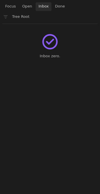 Tasks Eye Inbox view celebrating that no notes need attention